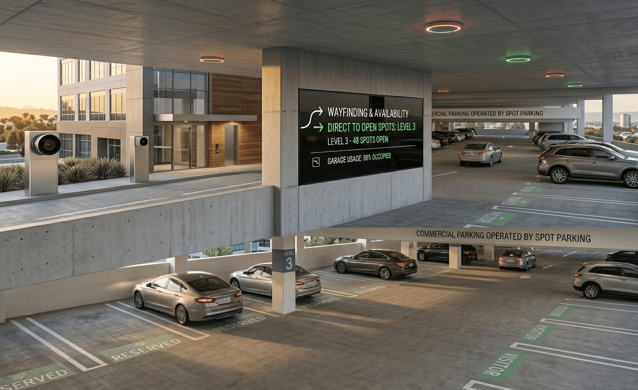 How commercial property owners are leveraging AI cameras, automated enforcement, and real-time wayfinding to protect tenant retention and unlock hidden asset value.